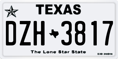 TX license plate DZH3817