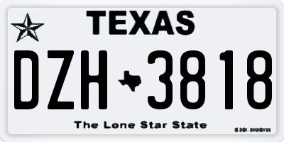 TX license plate DZH3818