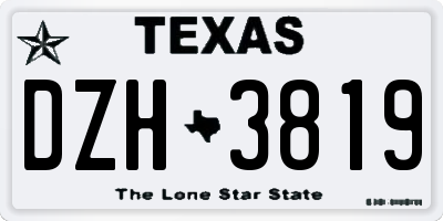 TX license plate DZH3819