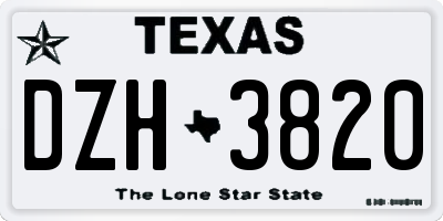 TX license plate DZH3820