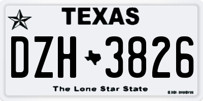 TX license plate DZH3826