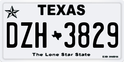 TX license plate DZH3829