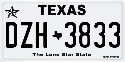 TX license plate DZH3833