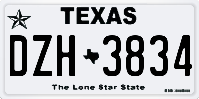 TX license plate DZH3834