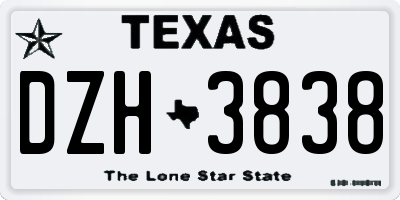 TX license plate DZH3838