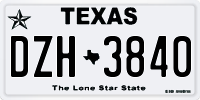 TX license plate DZH3840