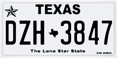 TX license plate DZH3847