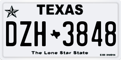 TX license plate DZH3848