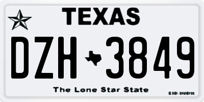 TX license plate DZH3849
