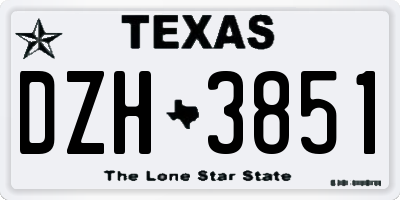 TX license plate DZH3851