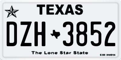 TX license plate DZH3852