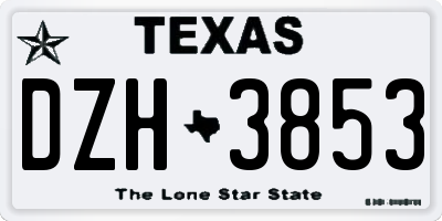 TX license plate DZH3853
