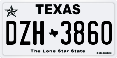 TX license plate DZH3860
