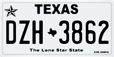 TX license plate DZH3862
