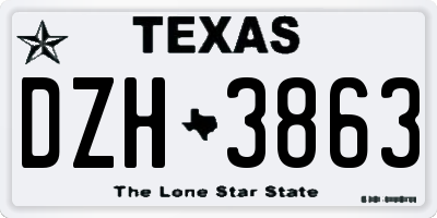 TX license plate DZH3863