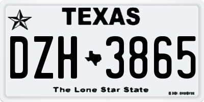 TX license plate DZH3865