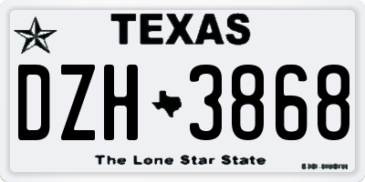TX license plate DZH3868