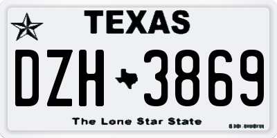 TX license plate DZH3869