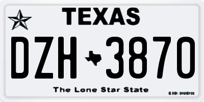 TX license plate DZH3870