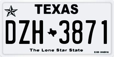 TX license plate DZH3871