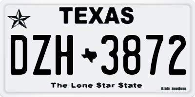 TX license plate DZH3872