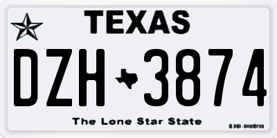TX license plate DZH3874