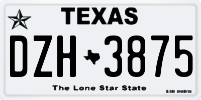 TX license plate DZH3875