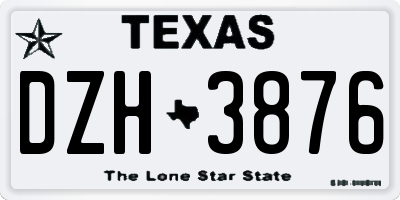 TX license plate DZH3876
