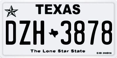 TX license plate DZH3878