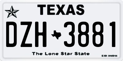 TX license plate DZH3881