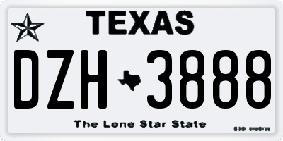 TX license plate DZH3888