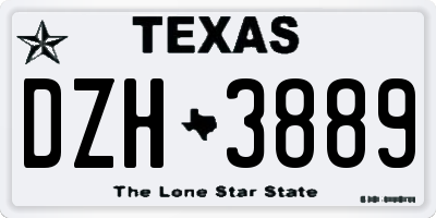 TX license plate DZH3889