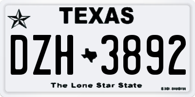 TX license plate DZH3892