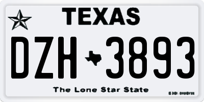 TX license plate DZH3893