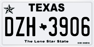 TX license plate DZH3906