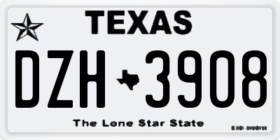 TX license plate DZH3908
