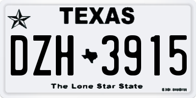 TX license plate DZH3915