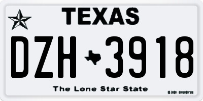 TX license plate DZH3918