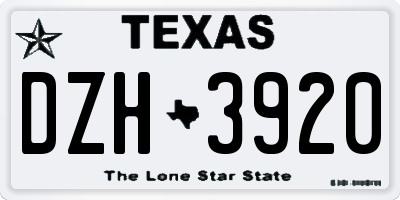 TX license plate DZH3920