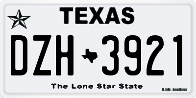 TX license plate DZH3921