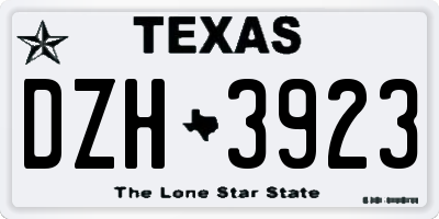 TX license plate DZH3923