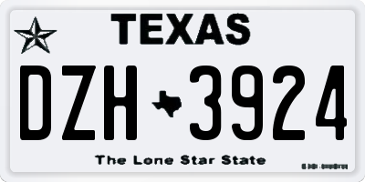 TX license plate DZH3924