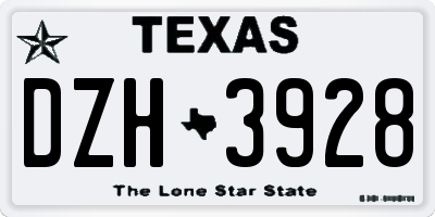 TX license plate DZH3928