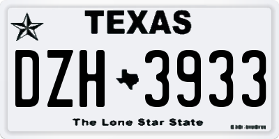 TX license plate DZH3933
