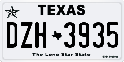 TX license plate DZH3935