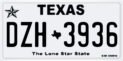 TX license plate DZH3936