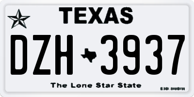 TX license plate DZH3937