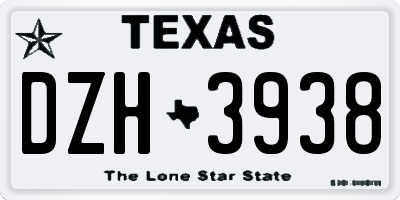 TX license plate DZH3938