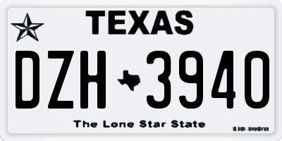 TX license plate DZH3940