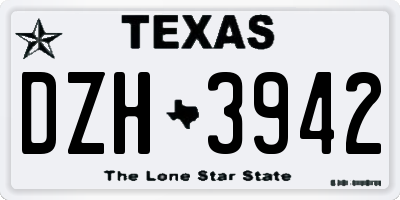 TX license plate DZH3942